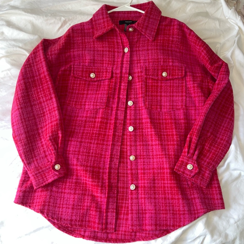 Red Plaid Button-Up Shirt